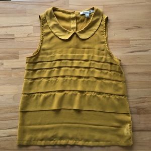 Sheer mustard Peter Pan collar forever 21 top